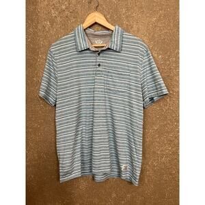 Men's Flag & Anthem Blue Striped Polo Shirt Large